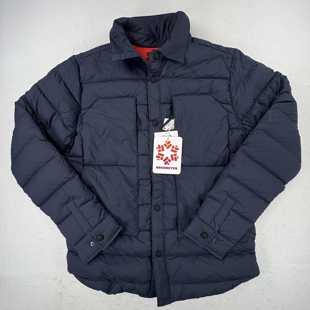 Obermeyer Jacket Mens Small Blue Explorer Down Shirt 600 FP Puffer Ski Outdoor